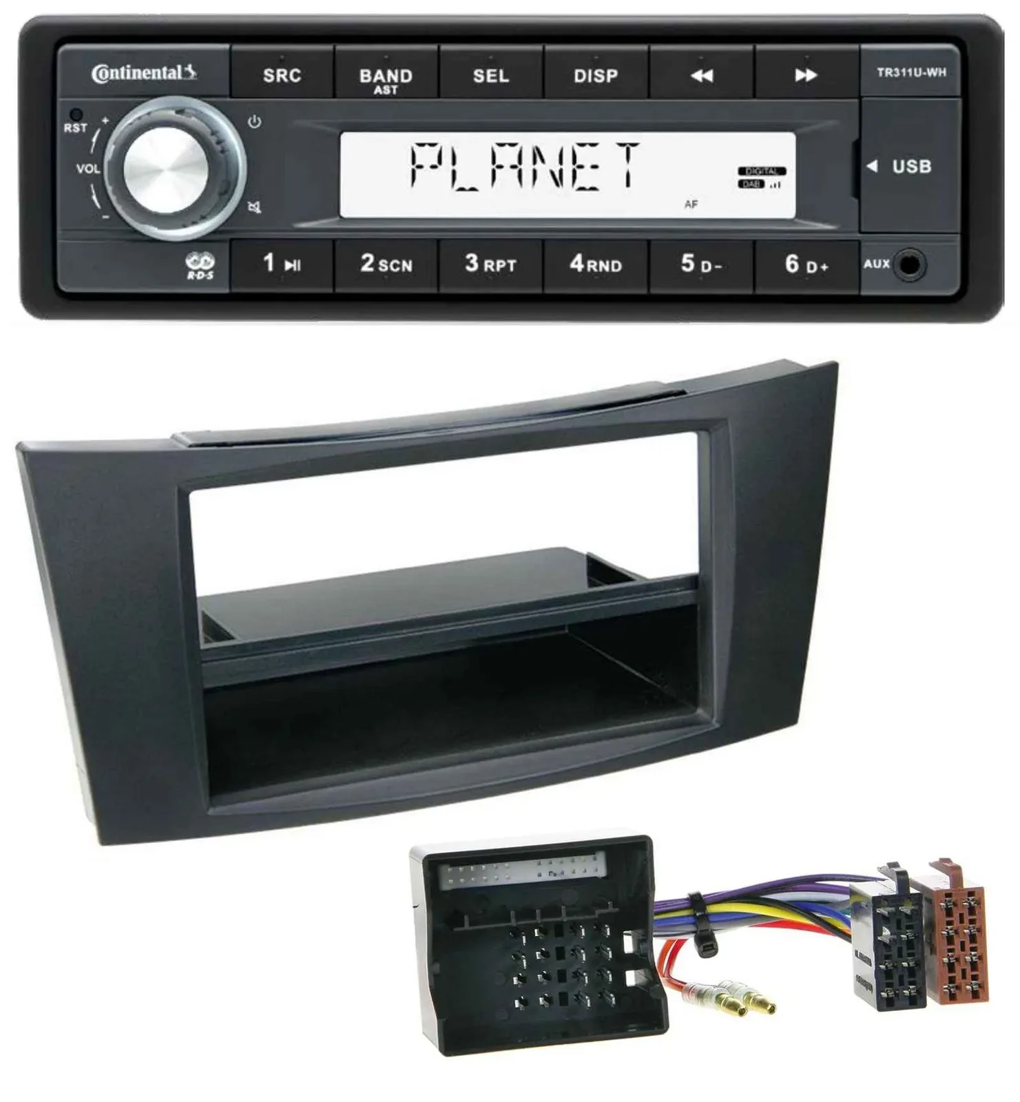 Автомагнитола Continental 1-DIN, USB, MP3, AUX для Mercedes CLS/E-Class W211 (2002–2009)