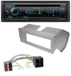 Автомагнитола Kenwood Bluetooth DAB CD MP3 USB для Fiat Panda (до 2002), серый