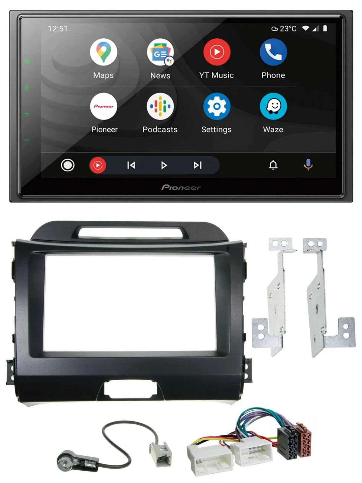 Pioneer USB 2DIN DAB MP3 Bluetooth Autoradio für Kia Sportage 3 10-15 SL schwarz