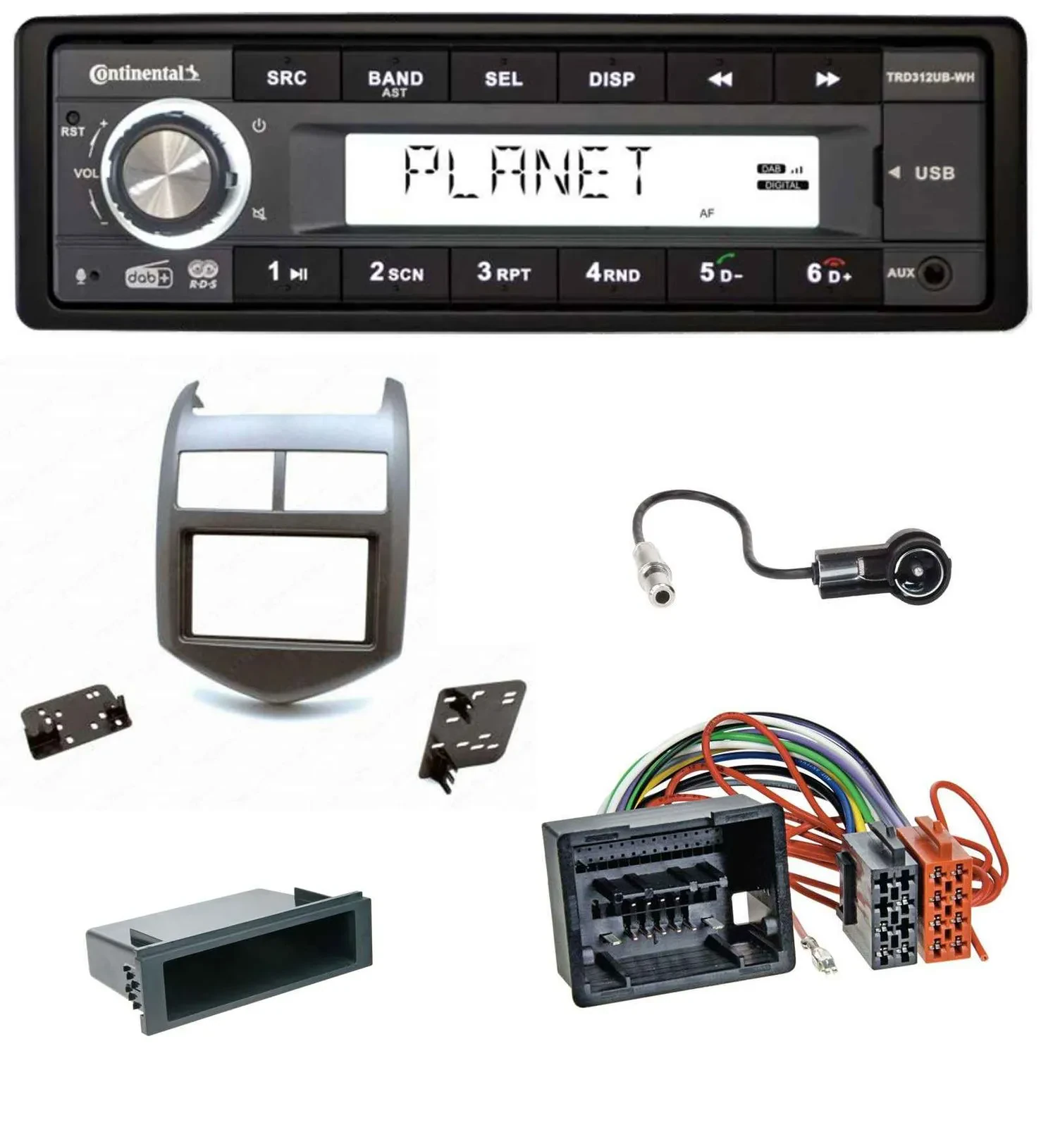 Continental USB 1DIN AUX DAB MP3 Autoradio für Chevrolet Aveo Sonic ab 2011 dunk