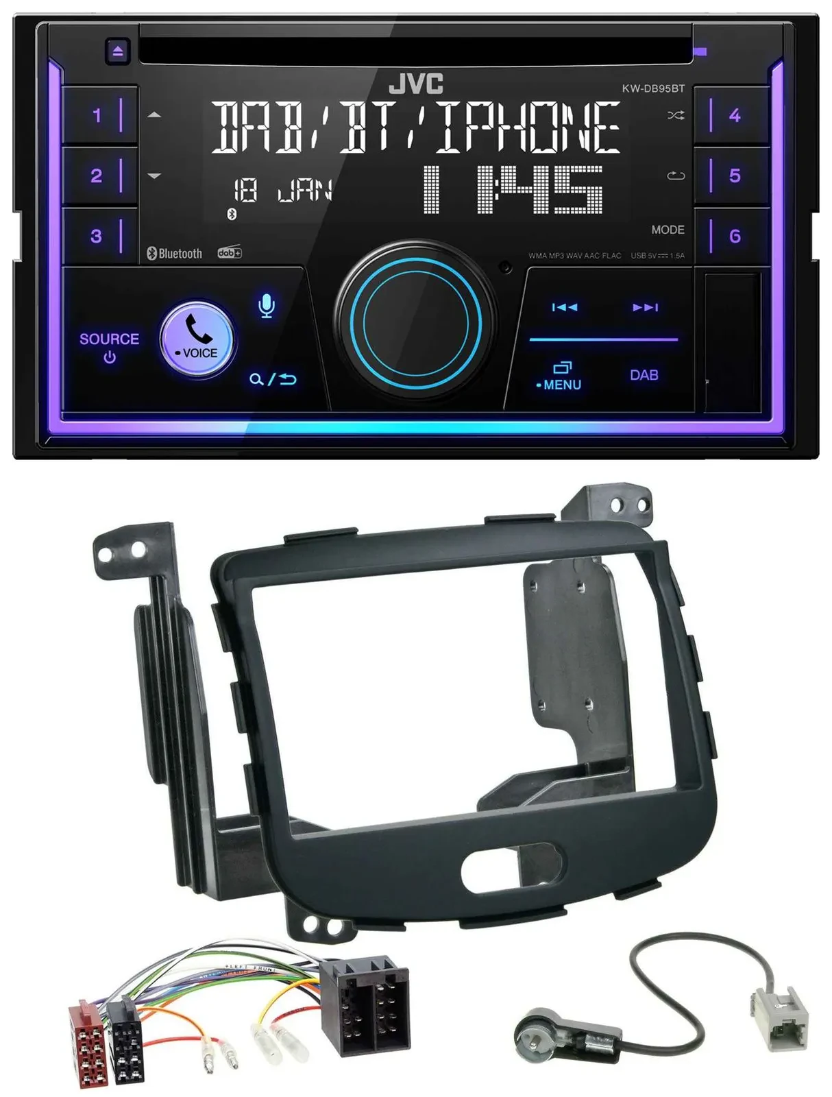 Автомагнитола для Hyundai i10 (2008–2013) JVC 2 DIN, CD, MP3, USB, DAB, Bluetooth