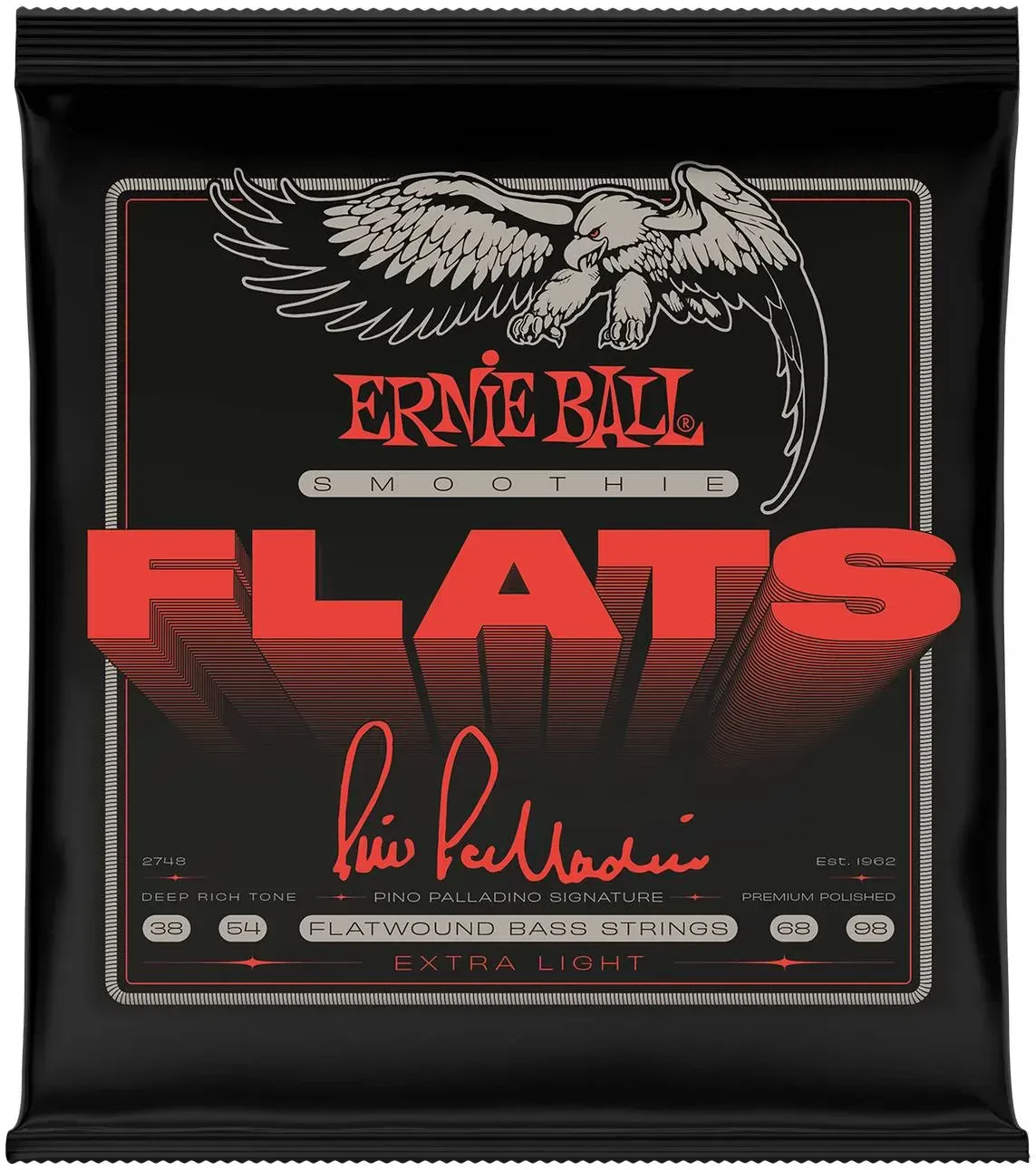 Струны для бас-гитары Ernie Ball 2748 Pino Palladino Smoothie Flats Extra Light 38-98