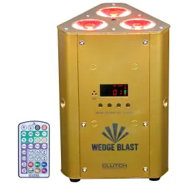 Wedge Blast Gold Battery Powered LED Wireless DMX DJ Par Up Light w Remote