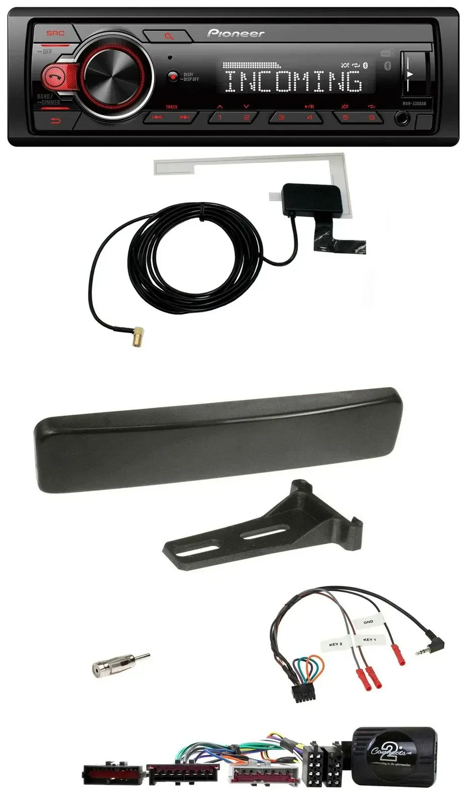 Автомагнитола Pioneer DAB, Bluetooth, USB для Ford Focus/Mondeo, черный