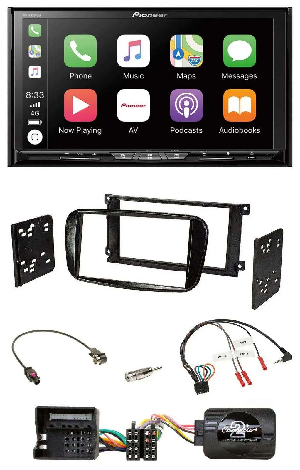 Pioneer 2DIN Lenkrad USB DAB DVD Bluetooth Autoradio für Ford C-Max Focus Galaxy
