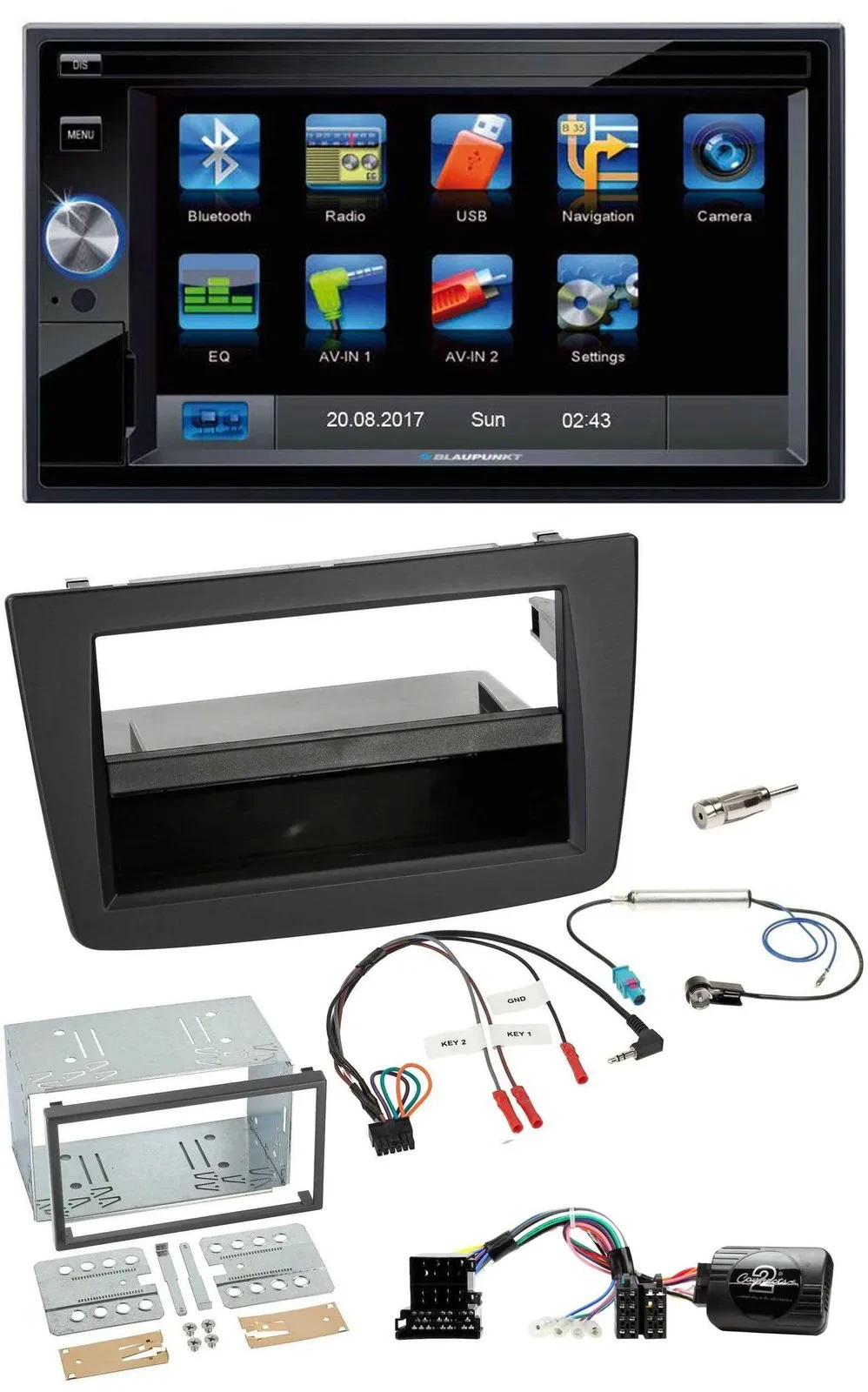 Blaupunkt SD USB TMC Bluetooth 2DIN Lenkrad Navigation für Alfa Romeo Mito 08-14