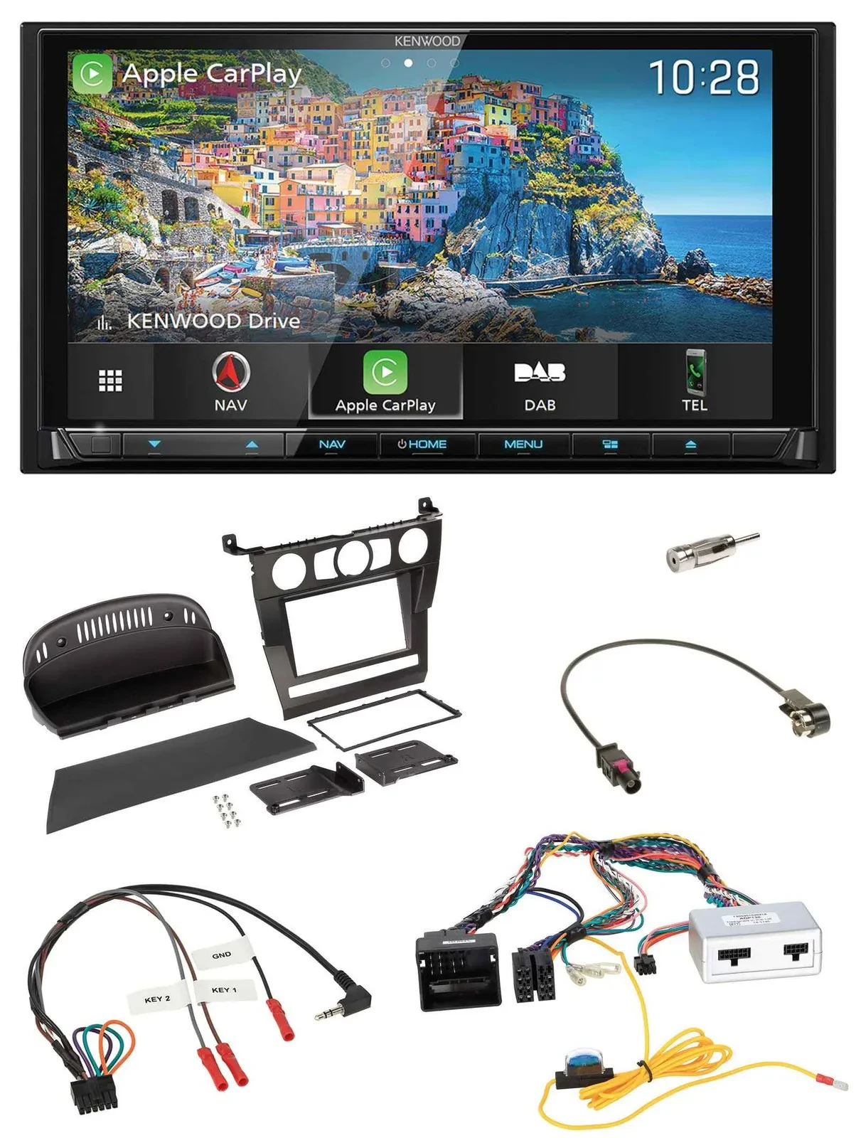 Kenwood Bluetooth Lenkrad 2DIN USB TMC DAB Navigation für BMW 5er 2007 E60 ohne