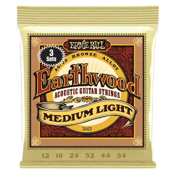 Струны для акустической гитары Ernie Ball 3003 Earthwood 80/20 Bronze Medium Light 12-54, 3 комплекта