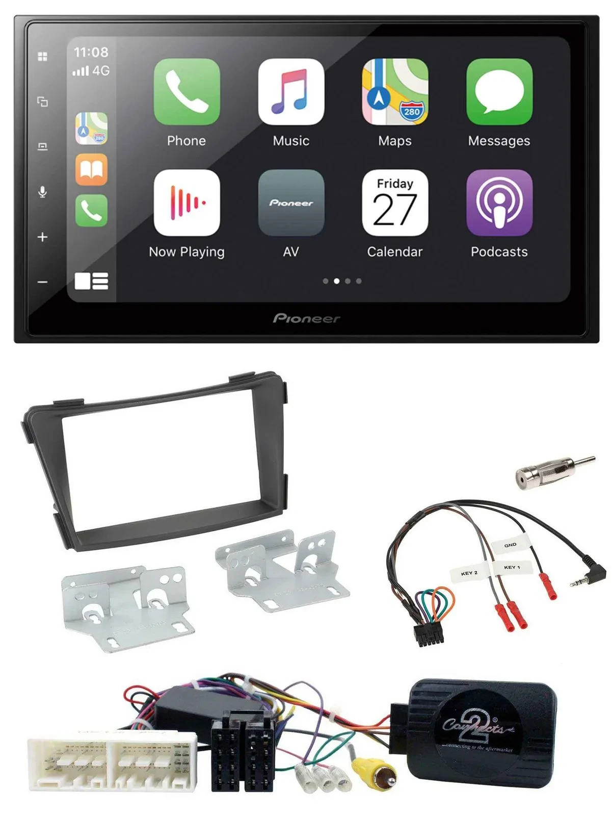 Автомагнитола Pioneer 2-DIN, Bluetooth, DAB, USB, для Hyundai i40 VF (с 2016), черный