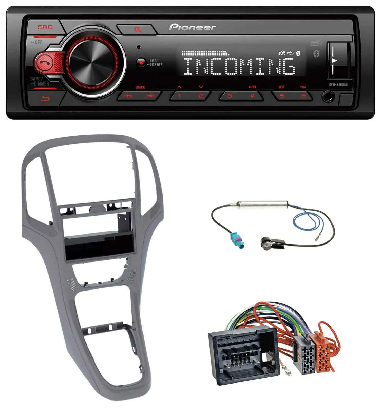 Pioneer Bluetooth USB DAB MP3 Autoradio für Opel Astra J ab 2009 Titan grau