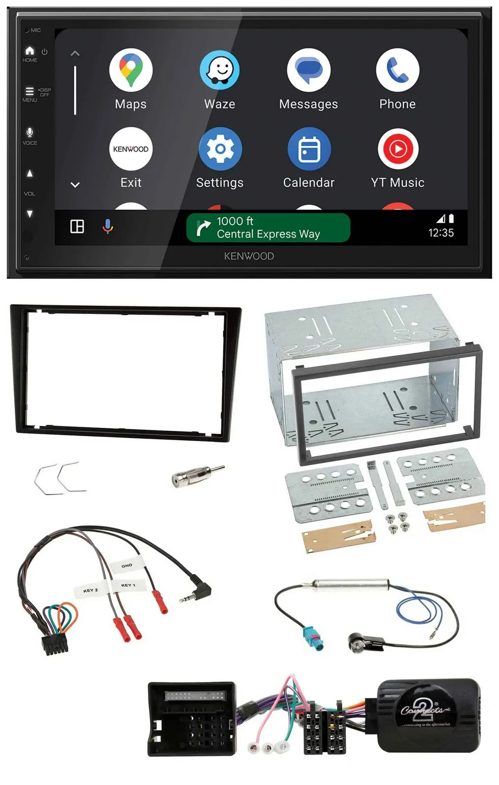 Автомагнитола для Opel Corsa C Kenwood 2DIN, DAB, Bluetooth, USB, поддержка кнопок на руле, черная