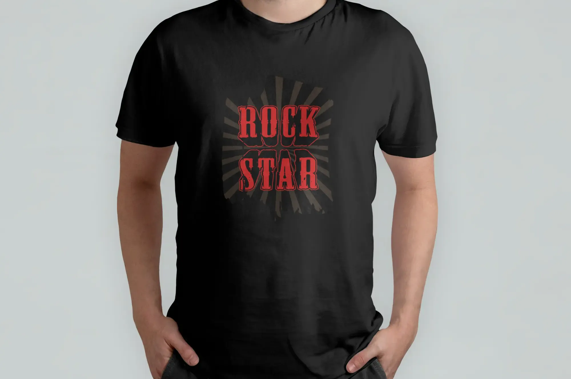 Футболка Popmerch MBL102 "Red Rock Star" черная, мужская, размер L
