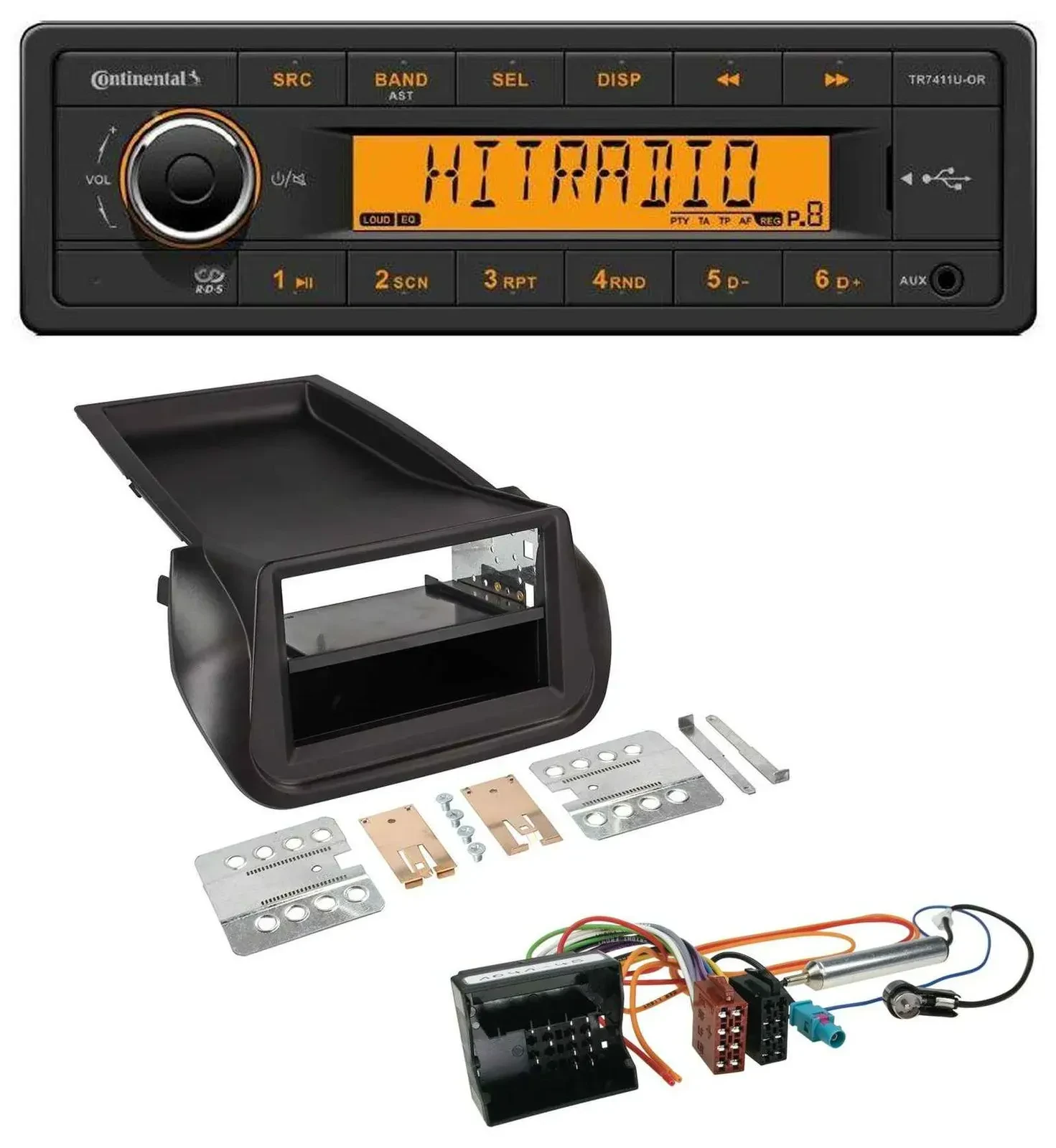 Continental 1DIN USB AUX MP3 Autoradio für Citroen Nemo Peugeot Bipper ab 2008