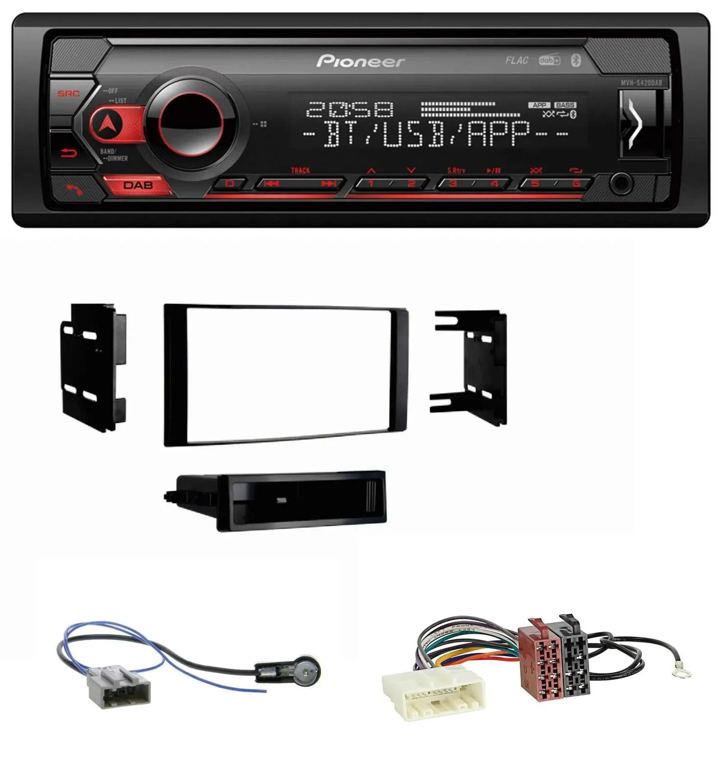 Pioneer MP3 USB DAB Bluetooth Autoradio für Nissan Micra 2013-2017 schwarz matt
