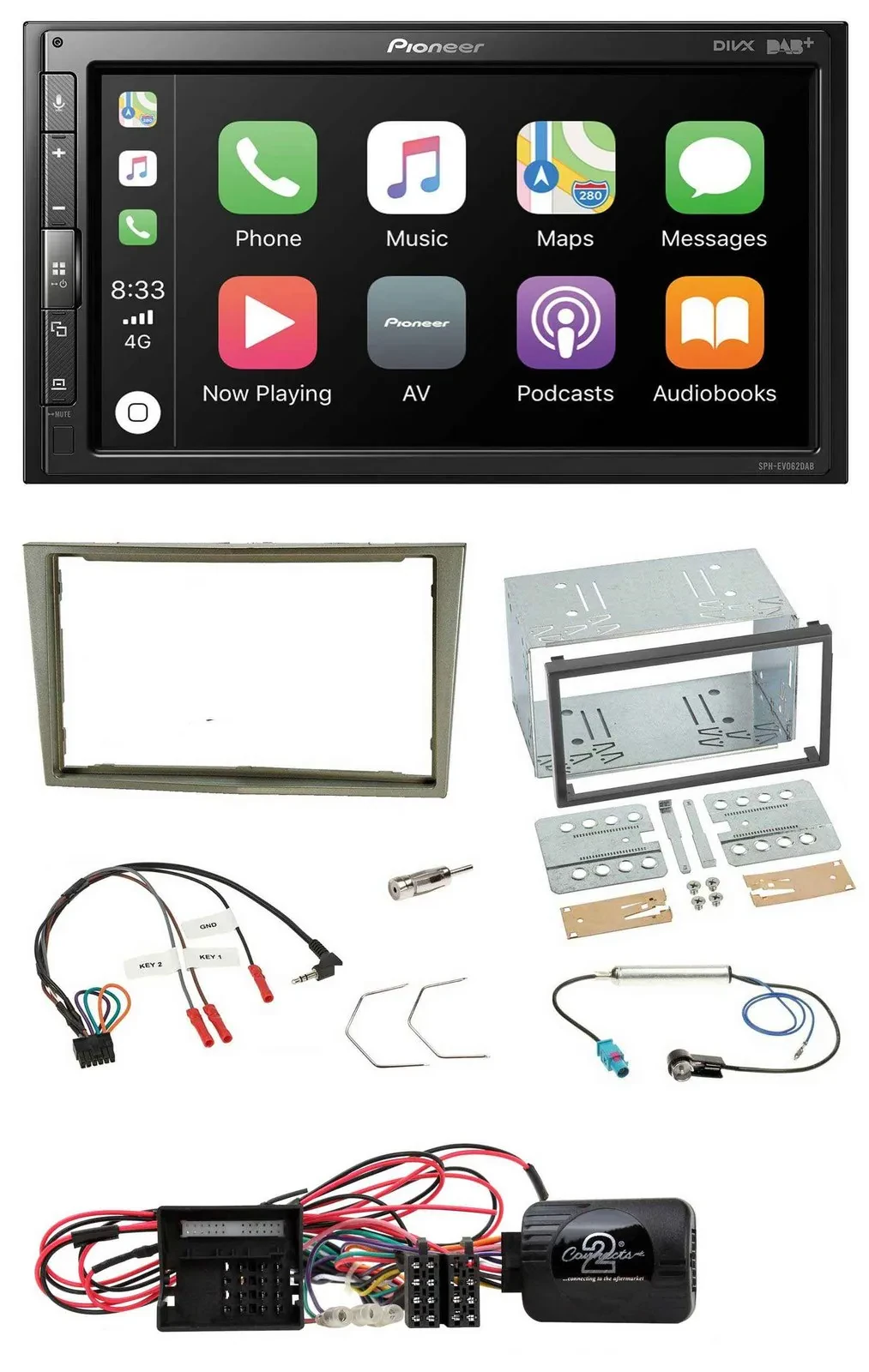 Автомагнитола Pioneer 2DIN, DAB, Bluetooth, USB для Opel Corsa D, сатиновый камень