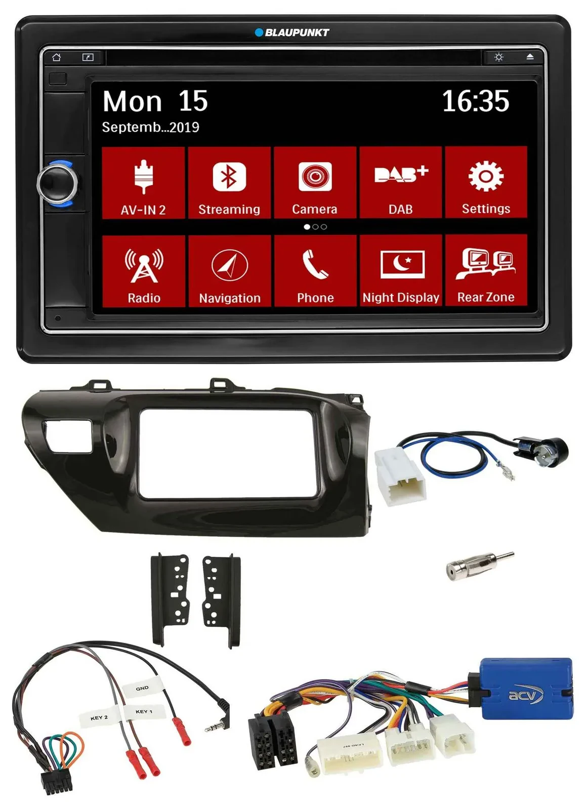 Blaupunkt Bluetooth DAB 2DIN USB DVD Lenkrad Autoradio für Toyota Hilux 2015-202