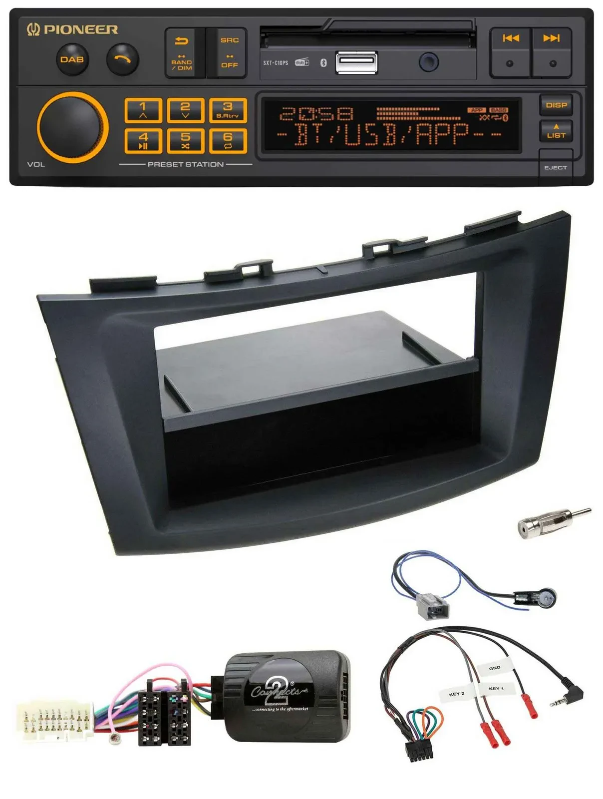 Pioneer DAB Lenkrad USB Bluetooth Autoradio für Suzuki Swift Sport ab 2011 schwa