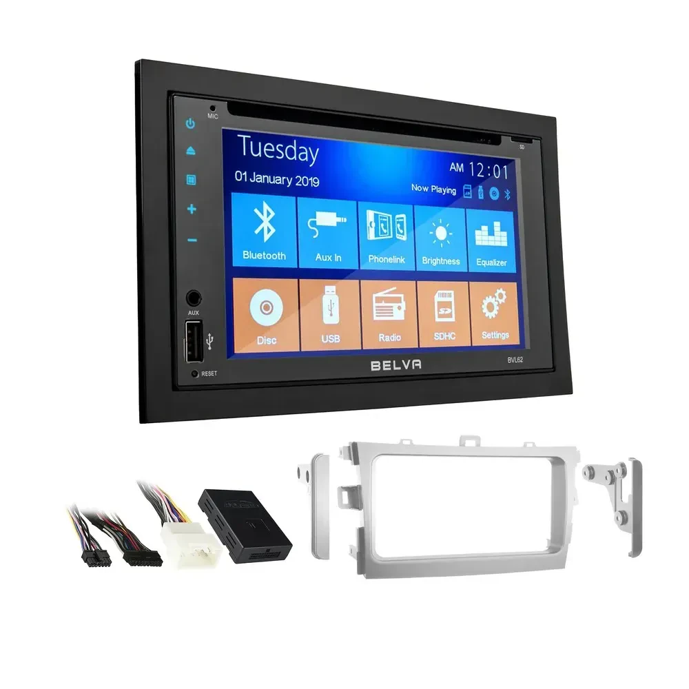Комплект для установки автомагнитолы (набор) Belva BVL62 + MET-958223s + AXTOTY1 Double DIN для Toyota Corolla 2009–2011 (Amplified System)