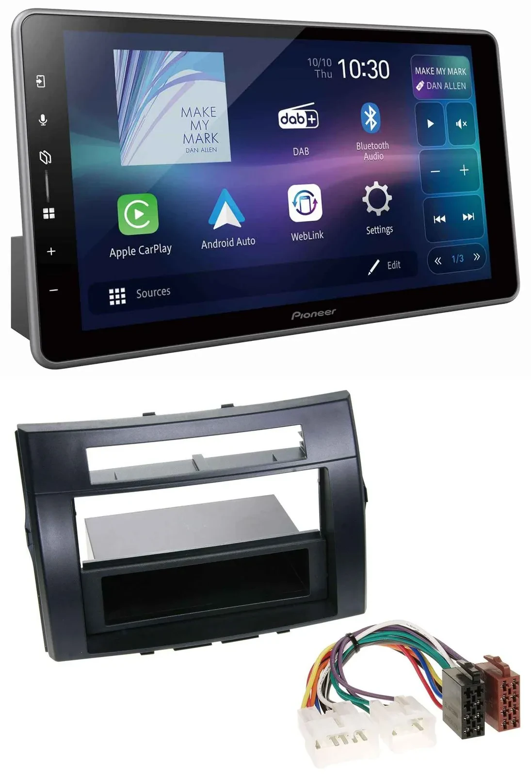 Автомагнитола для Toyota Corolla Verso Pioneer Bluetooth, USB, DAB, MP3, чёрная (2004–2009)