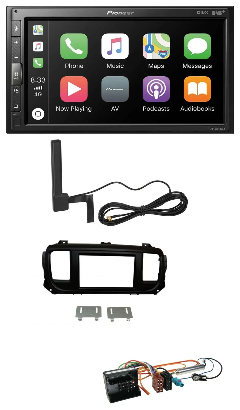 Автомагнитола Pioneer 2DIN, USB, Bluetooth, DAB, MP3 для Citroen Jumpy/Dispatch/Spacetourer