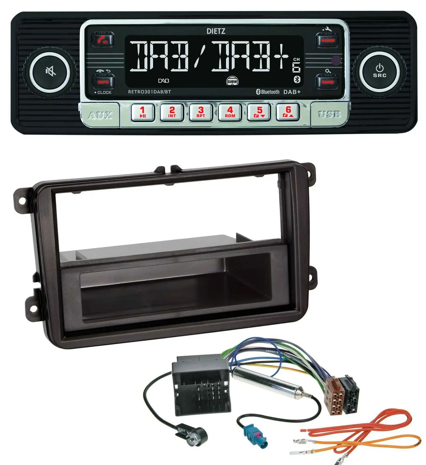 Dietz USB DAB MP3 Bluetooth Autoradio für VW Sharan ab 10 Tiguan ab 07 Touran ab