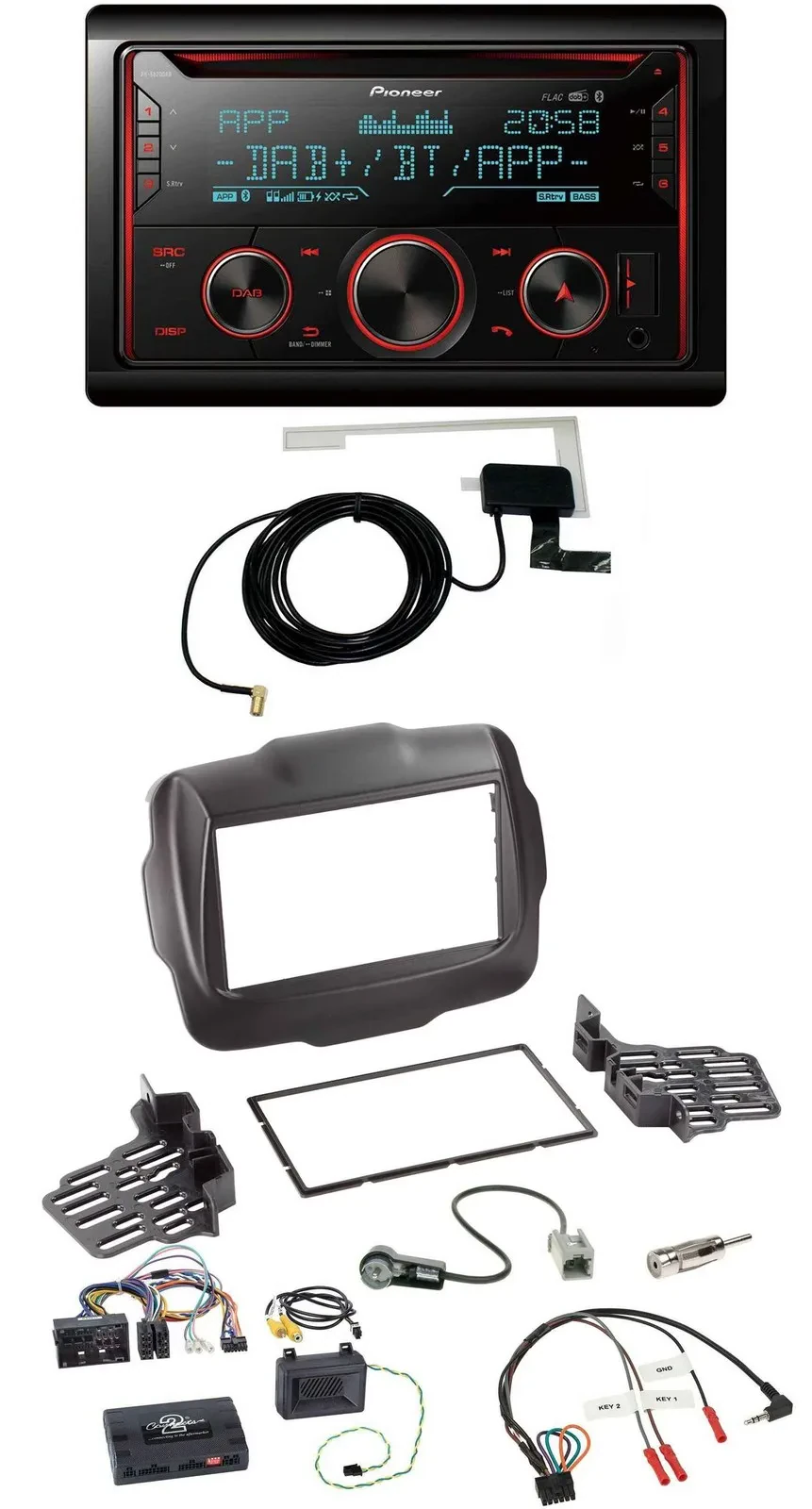 Pioneer 2DIN Lenkrad DAB USB CD Bluetooth Autoradio für Jeep Renegade ab 2015