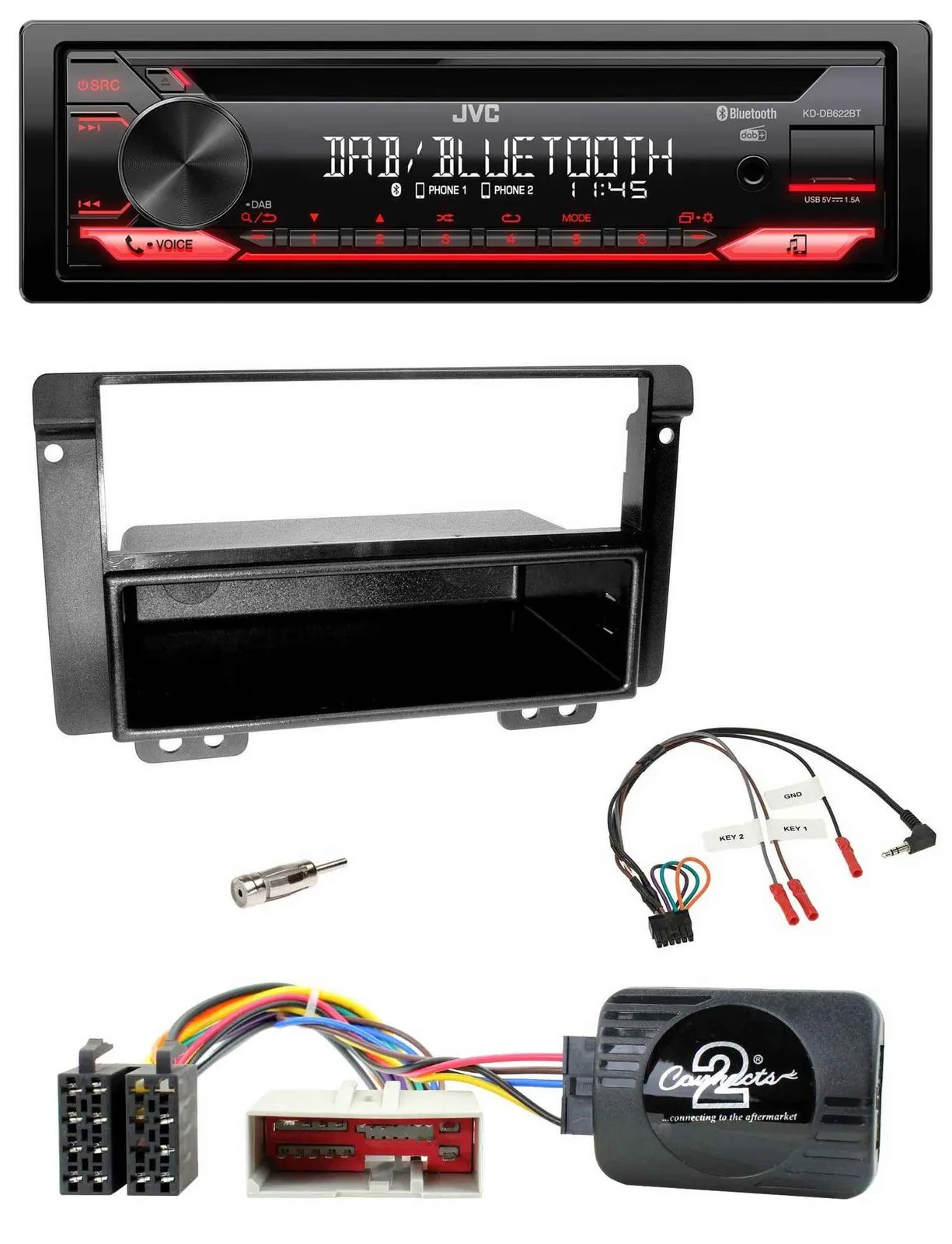 JVC CD DAB USB Bluetooth Lenkrad Autoradio für Landrover Freelander 2004-2006