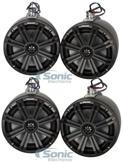 Kicker 45KMTC8 8" KMTC Wakeboard Marine Speakers w/ LED Lights, KMTC8
