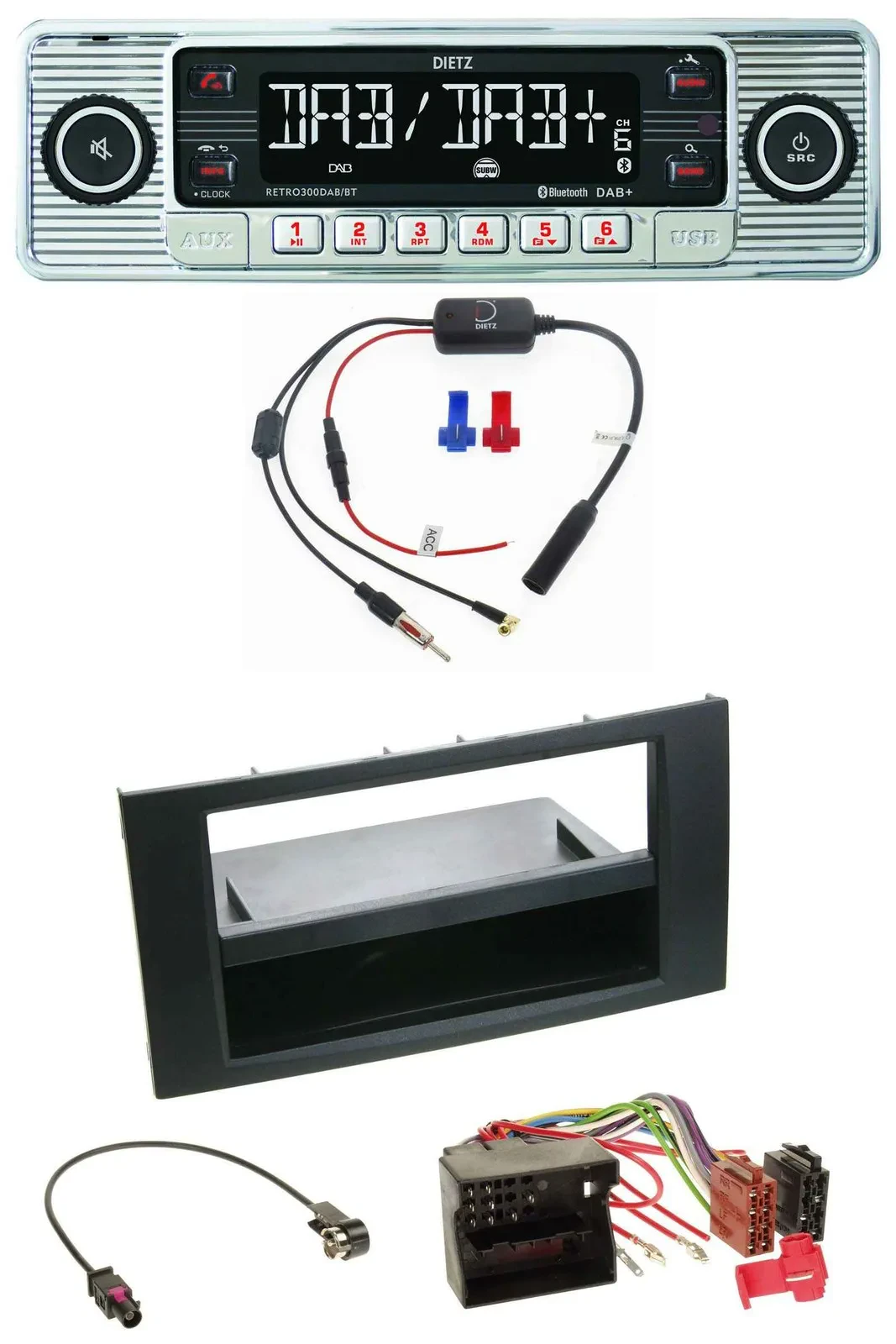 Dietz DAB USB MP3 Bluetooth Autoradio für Ford Fusion Transit Kuga 05-12 schwarz