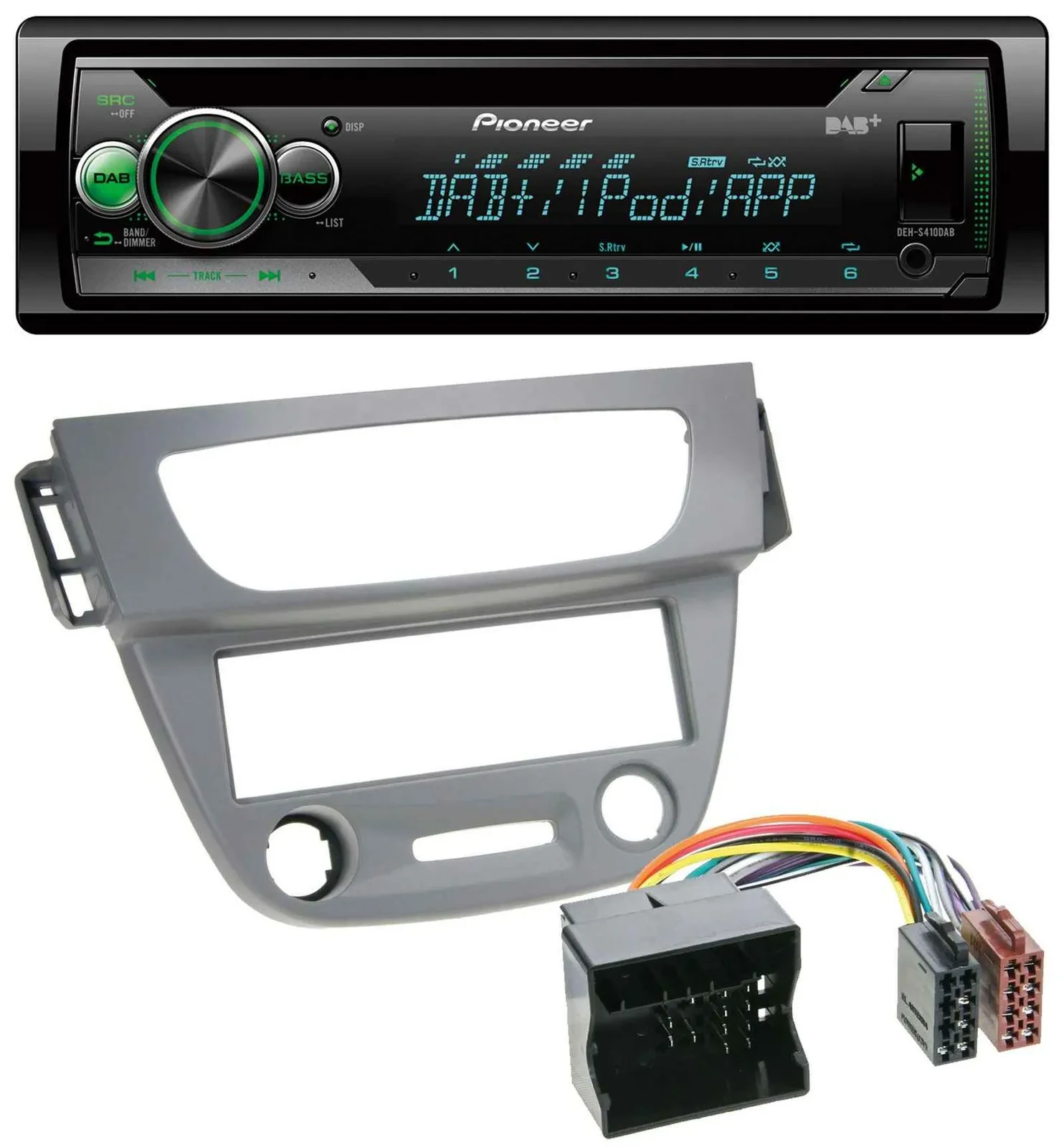 Pioneer USB MP3 DAB AUX CD Autoradio für Renault Megane 3 Quadlock 09-14 grau