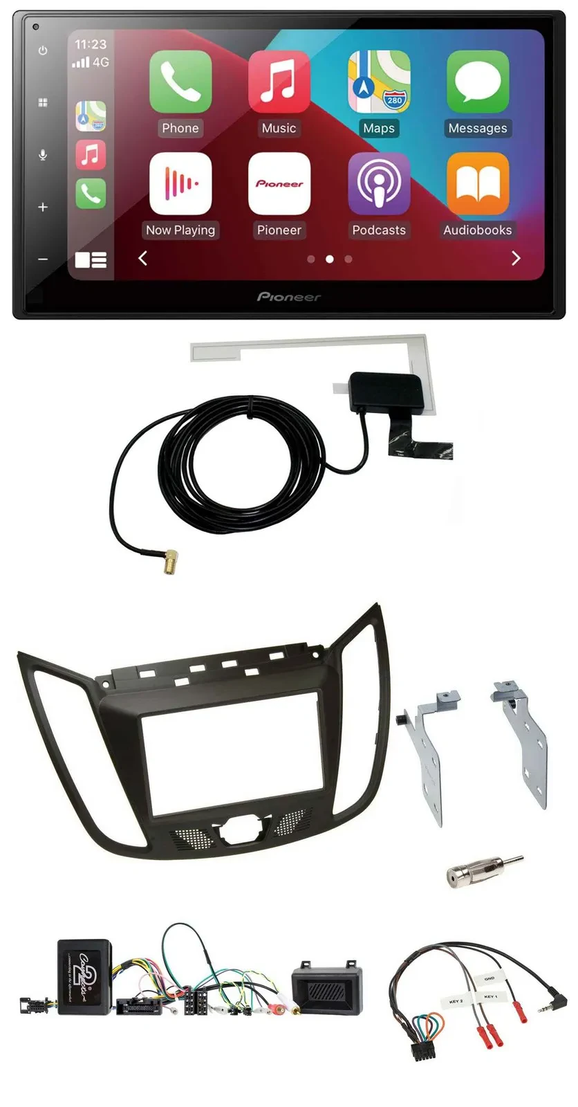 Pioneer USB Bluetooth DAB Lenkrad 2DIN Autoradio für Ford C-Max ab 11 braun