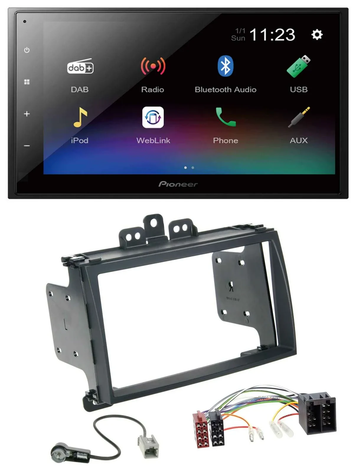 Pioneer USB Bluetooth DAB 2DIN MP3 Autoradio für Hyundai i20 09-12 schwarz
