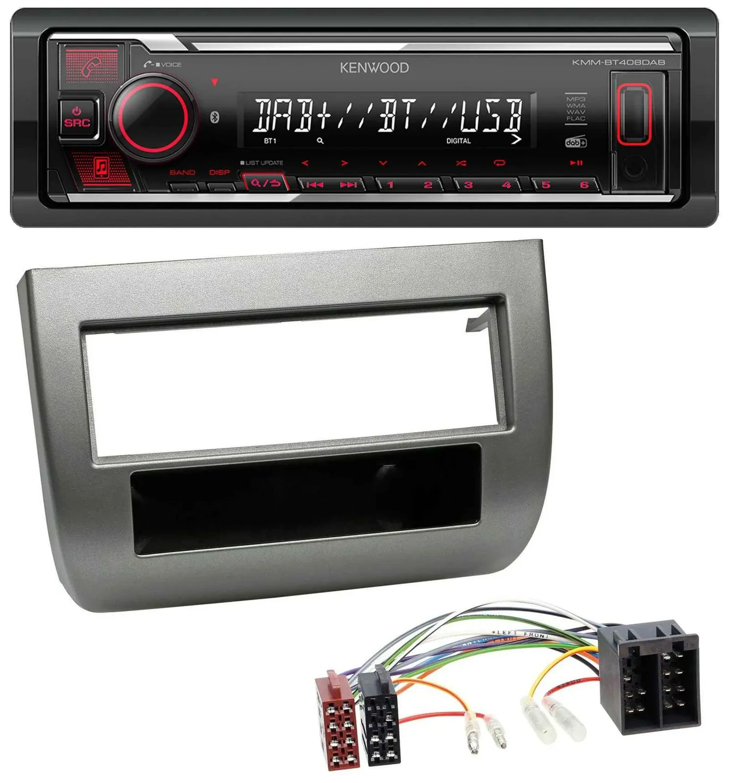 Kenwood MP3 Bluetooth USB DAB Autoradio für Lancia Y 843 03-11 dunkelsilbermetal