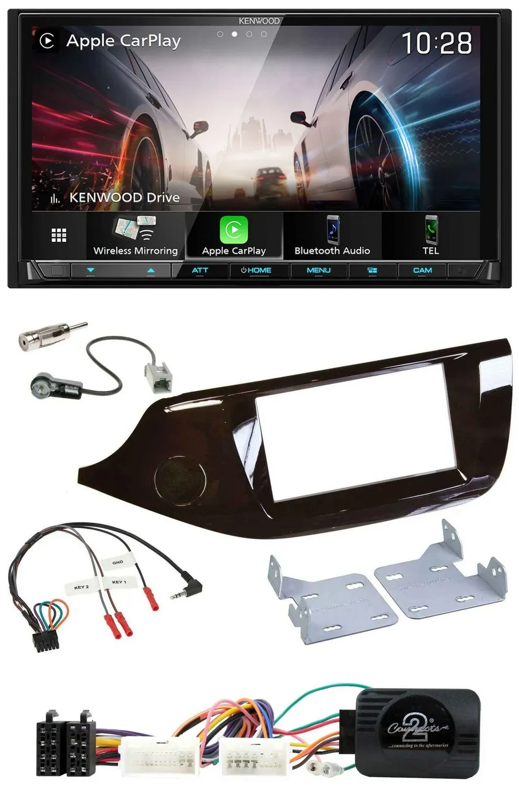 Kenwood Lenkrad 2DIN USB DAB Bluetooth Autoradio für Kia Ceed ab 2012 glänzend o
