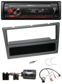 Автомагнитола для Opel Corsa C (2000–2004) Pioneer DAB 1 DIN MP3 USB, поддержка управления на руле, угольно-серый