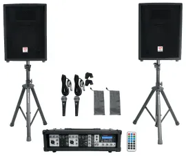 Rockville 10" Church Speakers+Mixer+Stands+Mics+Bluetooth 4 Church Sound Systems