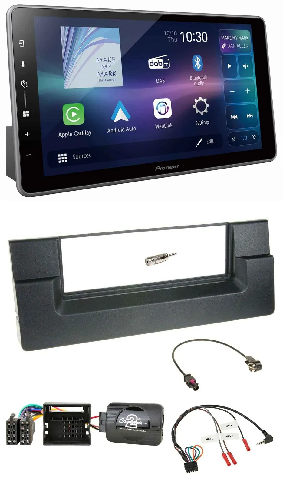 Pioneer Bluetooth USB DAB Lenkrad Autoradio für BMW 5er E39 2001-2004 Quadlock