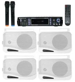 Rockville Hybrid Bluetooth Karaoke Home Theater System+(4) 4" Speakers+(2) Mics