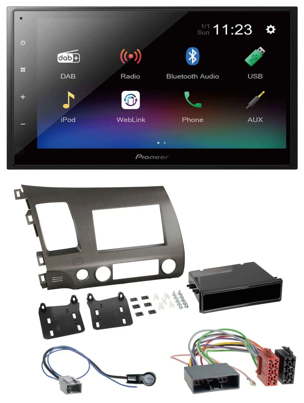 Автомагнитола для Honda Civic Hybrid FD3 (2006–2010) Pioneer 2 DIN, USB, Bluetooth, DAB, MP3