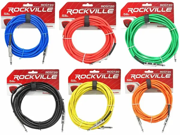 Инструментальный кабель Rockville RCGT20 Multicolor 6.1 м (6 штук)