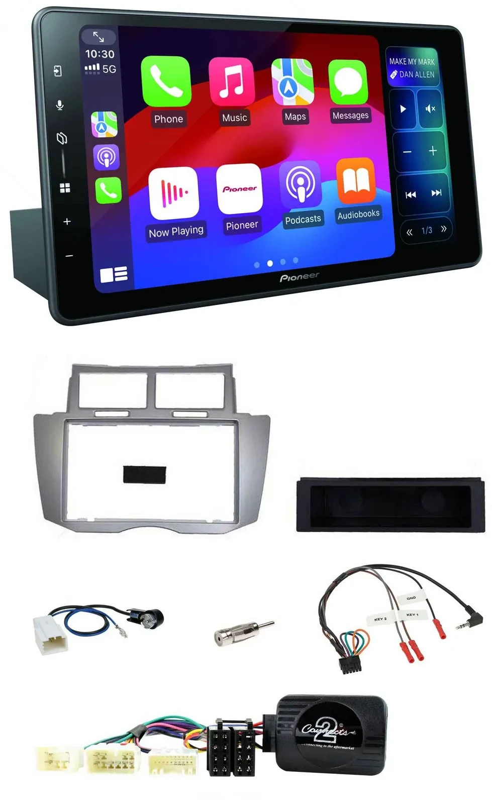 Автомагнитола Pioneer Bluetooth DAB USB для Toyota Yaris 2007–2011, серебристая, с поддержкой управления на руле
