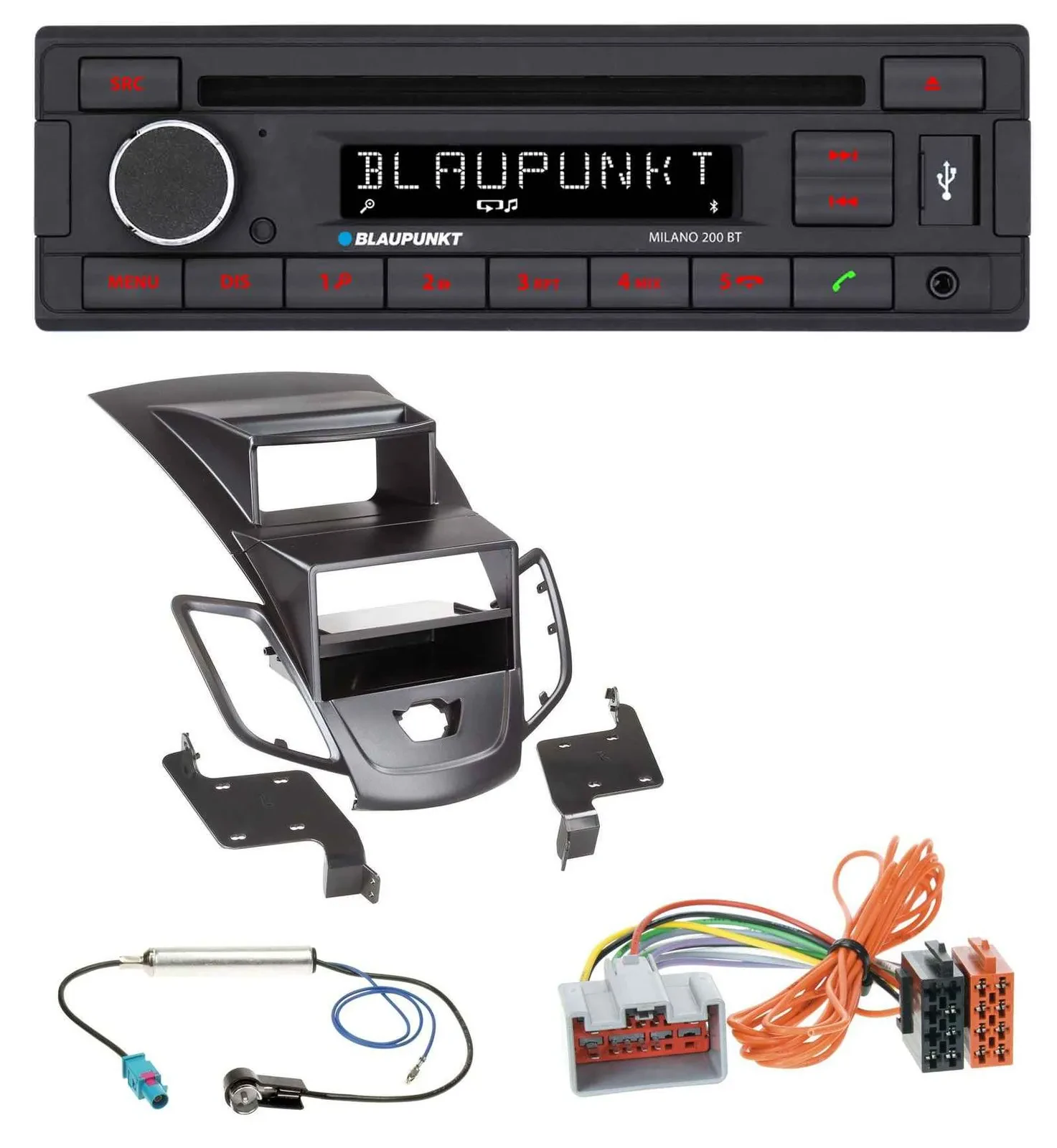 Blaupunkt MP3 USB CD Bluetooth AUX Autoradio für Ford Fiesta 08-10 Display schwa