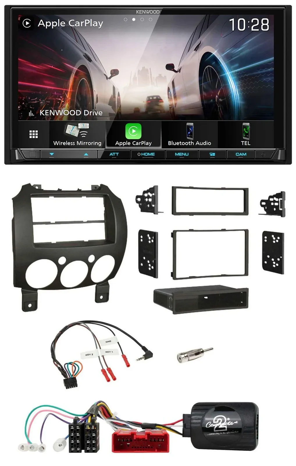 Kenwood Lenkrad 2DIN USB DAB Bluetooth Autoradio für Mazda 2 2007-2014