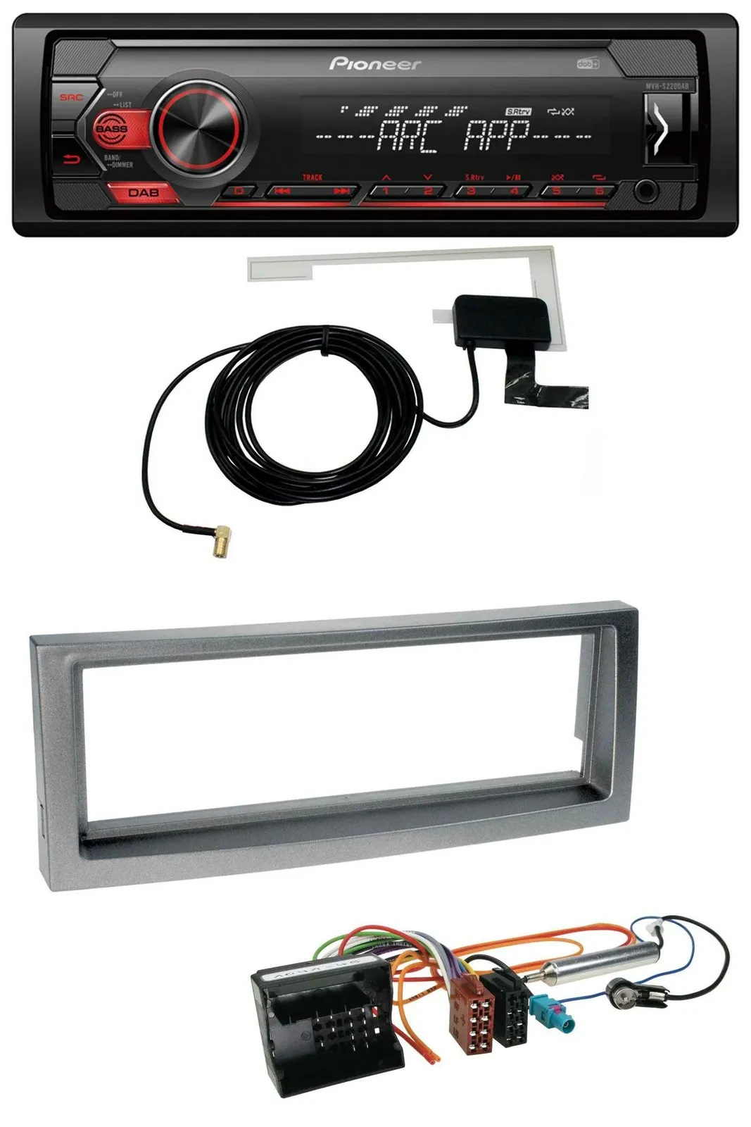 Автомагнитола Pioneer 1-DIN USB DAB MP3 AUX для Citroën C5, Peugeot 407, серый металлик
