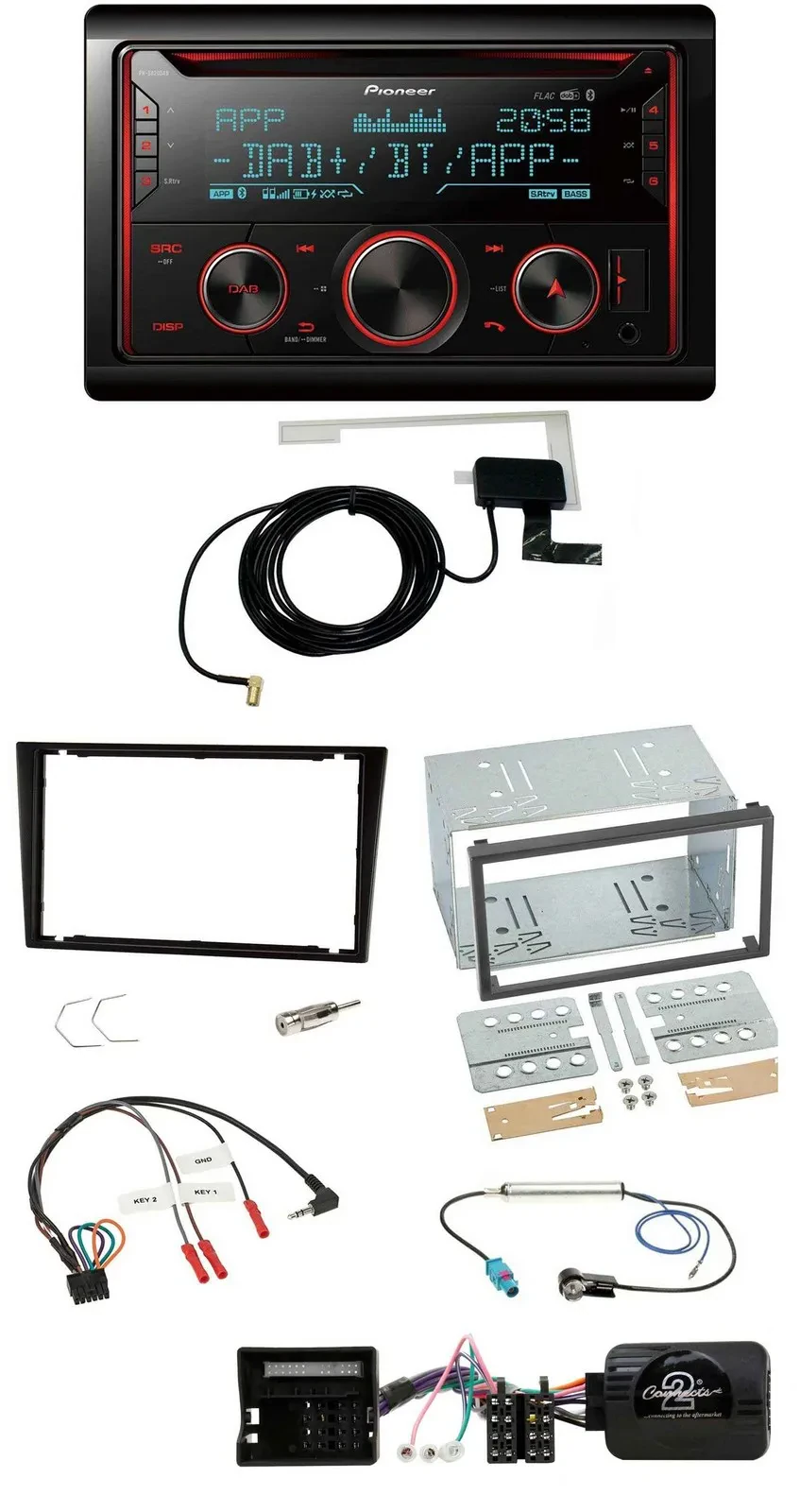 Pioneer 2DIN Lenkrad DAB USB CD Bluetooth Autoradio für Opel Corsa C schwarz