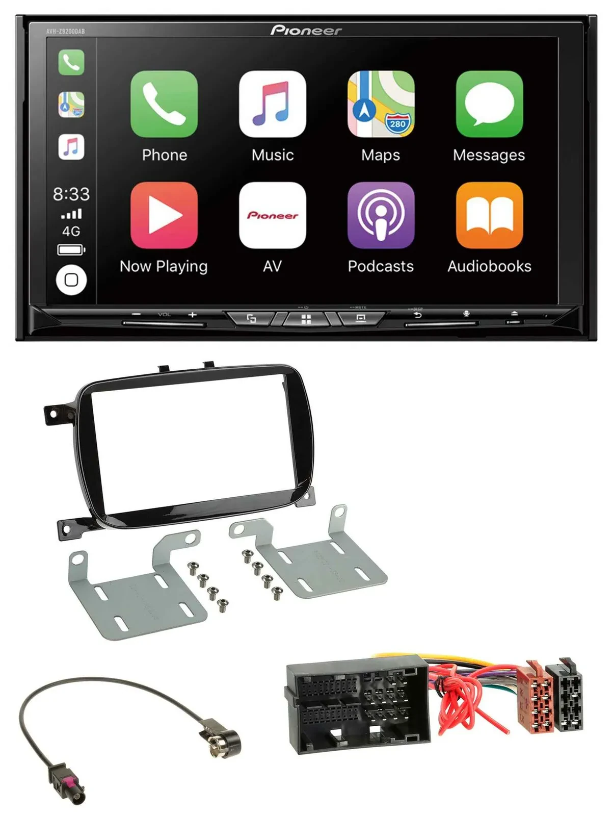 Pioneer 2DIN MP3 USB DAB DVD Bluetooth Autoradio für Fiat 500X ab 2016 klavierla