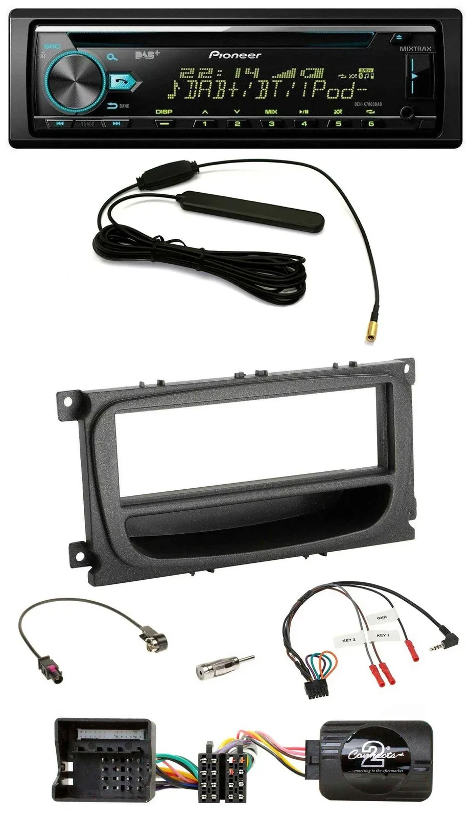 Pioneer CD MP3 Lenkrad DAB USB Autoradio für Ford Mondeo S-Max 07-14 schwarz Abl