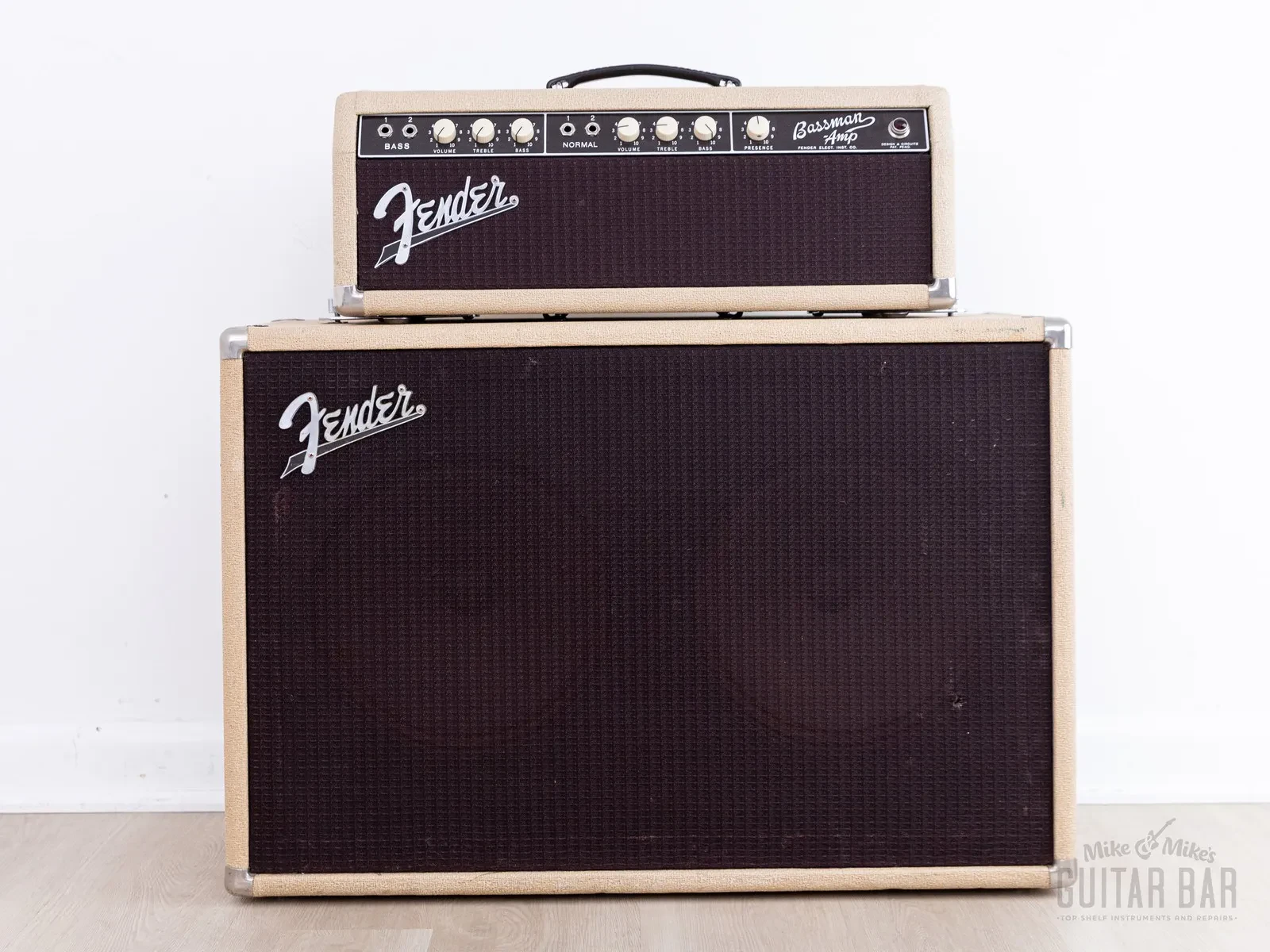 1961 Fender Bassman 6G6 Blonde Brown Panel Vintage Piggyback Tube Amp 2x12