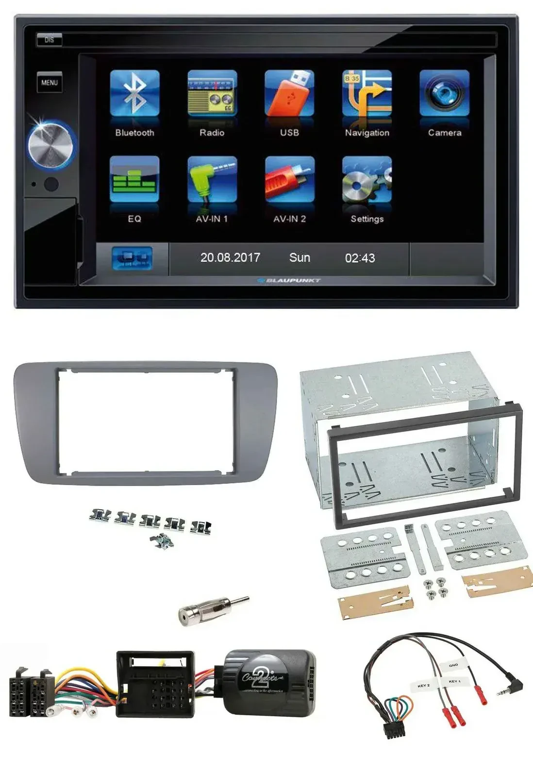 Blaupunkt Lenkrad USB Bluetooth TMC 2DIN Navigation für Seat Ibiza ab 08 conemar