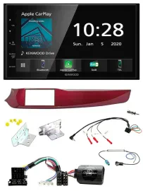 Kenwood Bluetooth Lenkrad DAB USB 2DIN Autoradio für Alfa Giulietta rot 940 2010